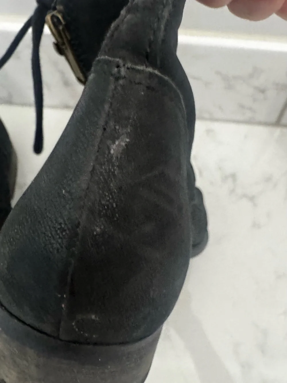 Sam Edelman Black Lace-Up Ankle Booties with Gold-Tone Hardware